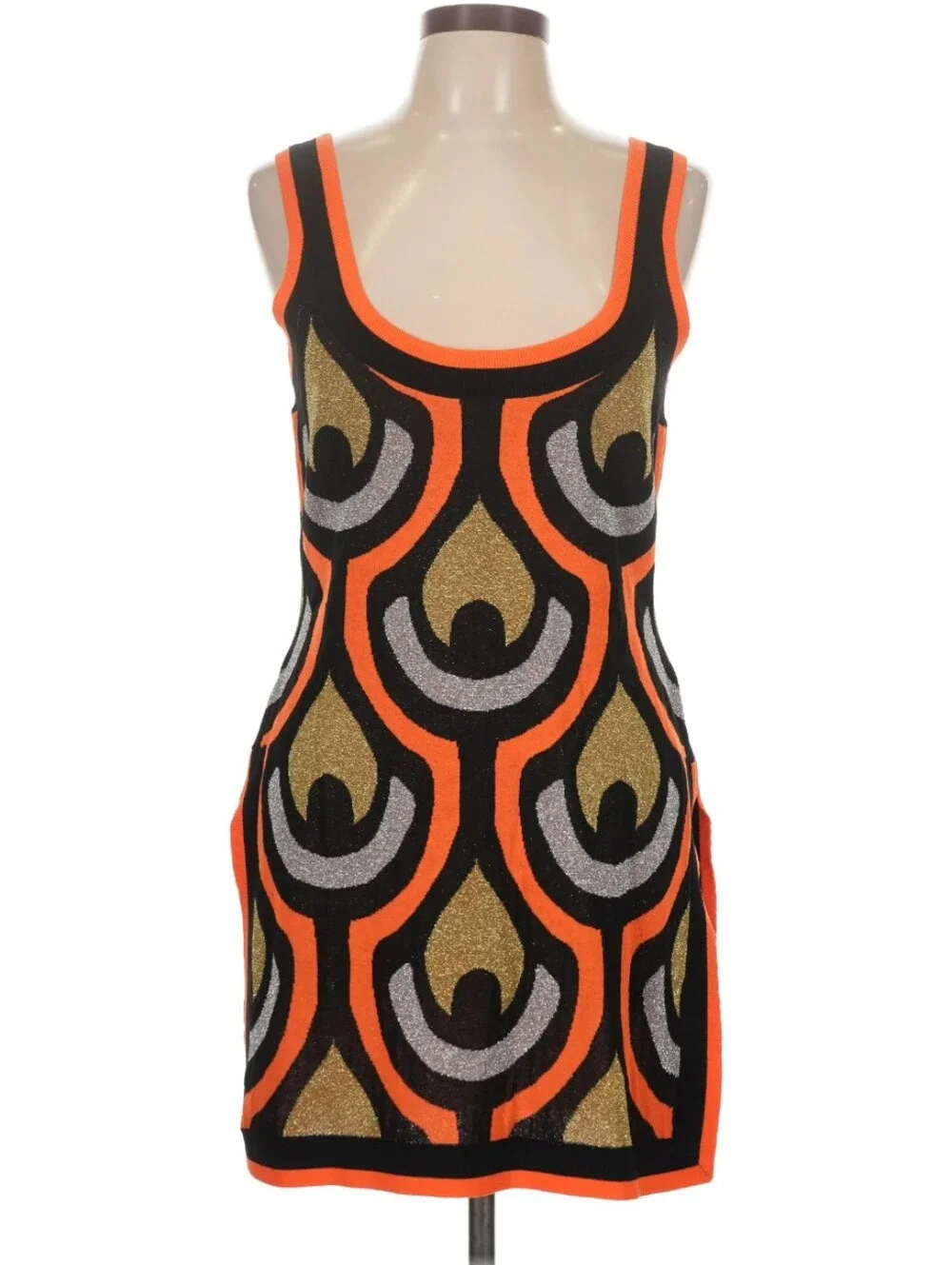 Rabanne X H&M Orange, Black, Gold and Silver Sleeveless Tunic Large - Picture 5 of 9